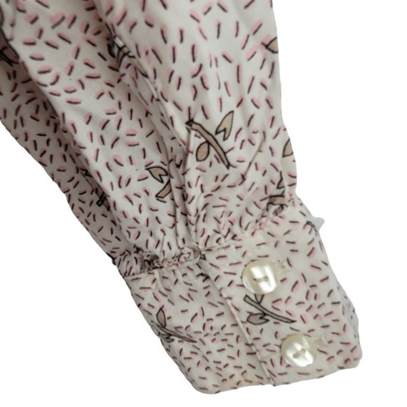 Vintage TJW Pink Gray Confetti Turtle Neck Button Back Long Sleeve Blouse Top - Picture 11 of 14